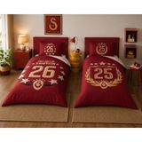 Taç Yeni Sezon Lisanslı Galatasaray 25. ve 26. Şampiyonluk 2'li Nevresim Takımı Seti - Kırmızı - 160 x 220 cm