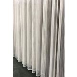 Taç Zincir Desen Çizgili 1-3 Sık Pile Beyaz 140x260 cm Tül Perde
