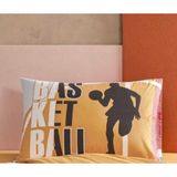 Taç Zorluteks Out Basketbol Desenli % 100 Pamuk Kumaş 1 Adet Yastık Kılıfı 50X70 cm Çift Taraflı Baskı - Turuncu - 50 x 70 cm