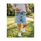 TACE KIDS Kız Çocuk Mavi Taş İşlemeli Fringed Püsküllü Yüksek Bel Denim Kot Şort-6-11 YAŞ UB53