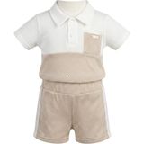 TA&CE Kids Tace Kıds Erkek Bebek File Dokulu Polo Yaka Şortlu Bej Yazlık 2li Bayramlık Takım-0-12 Ay - 9 - 12 Ay