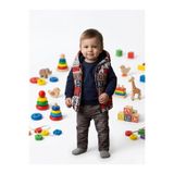 TA&CE Şişme Yelekli Kapüşonlu 4'lü Erkek Bebek Takımı – Baskılı Yelek, Sweat-Tişört ve Pantolon 6-24 Ay 12-18 AY YKBT-03