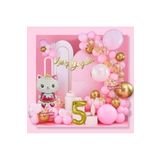 Taçlı Kedi 5 Yaş Folyo Balonlu Gold Pembe Konsept Doğum Günü Parti Seti