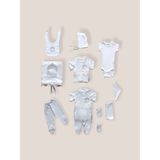 Taçlı Prensesim Nakışlı %100 Cotton Antibakteriyel 10LU Zıbın Takımı Hastane Çıkışı - Yenidoğan - Ekru