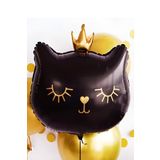Taçlı Siyah Kedi Folyo Balon 1 Adet 76x 64.5 Cm