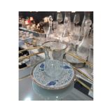tacmira Çay seti 12 parça Gold çay bardağı takımı 125 CC gold çay bardağı ve porselen çay tabağı