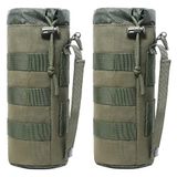 Tacticool Taktik Molle Su Şişesi Kılıfı Askeri İpli Açık Üst ve File Alt Seyahat Su Şişesi Tutucu Çanta Taktik Nemlendirici Taşıyıcı (2 Paket Ordu Yeşili)