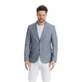 Tacues Erkek Lacivert Yarım Astarlı Kapak Cepli Keten Karışımlı İlkbahar-Yaz Spor Blazer Ceket Lacivert 54