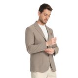 Tadic Erkek Bej Desenli Esneyen Kumaş Slim Fit Torba Cepli Yarım Astar 4 Mevsim Blazer Ceket Bej 58