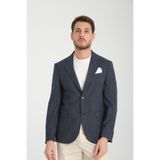 Tadic Erkek K.lacivert Desenli Esneyen Kumaş Slim Fit Kapak Cepli Yarım Astar 4 Mevsim Blazer Ceket Koyu Lacivert 54