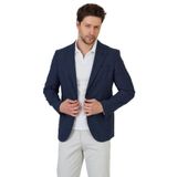 Tadic Erkek Lacivert Desenli Esneyen Kumaş Slim Fit Kapak Cepli Yarım Astar 4 Mevsim Blazer Ceket Lacivert 48