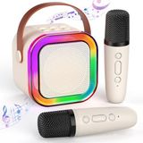 TAEMVV Çocuklar Yetişkinler için Mini Karaoke Makinesi, 2 Kablosuz Mikrofon ve LED Renkli Işıklarla Taşınabilir Bluetooth Karaoke Hoparlör, 4, 5, 6, 7, 8, 9, 10,11,12 yaş ve üzeri Kızlar/Erkekler için Ev