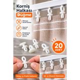 tafce 20 Adet Korniş Halkası, Perde Düğmesi, Geçmeli Perde Ruleti, Korniş Düğmesi Perde Takma Aparatı