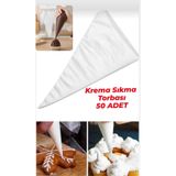 tafce 50 Adet Krema Poşeti Kek Pasta Süsleme Kullan At Krem Şanti Sıkma Torbası, Krema Torbası 30 cm