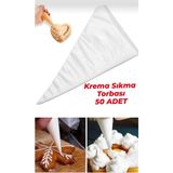 Tafce 50 Adet Krema Torbası, Tek Kullanımlık, Profesyonel Sıkma Torbası