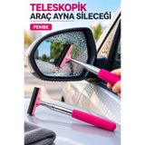 tafce Teleskopik Araç Ayna Sileceği 80 cm Uzayan Saplı Dikiz Aynası Cam Sileceği Çekçek Pembe
