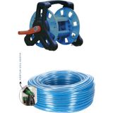 Taflan TF6230 Hortum Makarası, Şeffaf Silikonlu Hortum 1/2" 15 mt ve 8 Fonk. Uç - 15 Metre-8 Fonk Uç