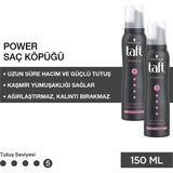 Taft Power Kaşmir Saç Köpüğü - Uzun Süre Kalıcı Tutuş ve Hacim, 2×150 ml, Kuru ve Yıpranmış Saçlar İçin İdeal