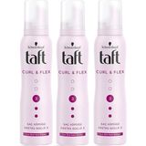 Taft Saç Köpüğü Curl & Flex Ekstra Güçlü 3 Uzun Süre Kalıcı Bukleler 150 ml x 3 Adet