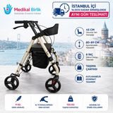 Tagesan P581 Ekonomik Rollatör | Oturaklı, Çantalı ve Katlanabilir 4 Tekerlekli Rollatör