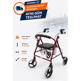Tagesan TG100 Ekonomik Rollatör | Oturaklı, Sepetli ve Katlanabilir 4 Tekerlekli Rollatör