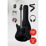 Tagima Guitars Tagima Duo Smart Hh Manyetik Jaguar Kasa Kendinden Efektli Kulaklık Girişli Elektro Gitar Jazzmaster - Siyah