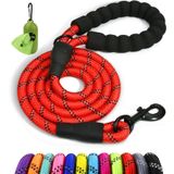 Taglory Rahat dolgulu saplı köpek tasması, antrenman ve yürüyüş için sağlam köpek tasması, 150 x 1,2 cm yansıtıcı kılavuz ipi, yumuşak naylondan büyük köpekler için, kırmızı
