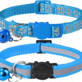 Taglory Yansıtıcı kedi tasması, güvenlik kilitli ve çanlı, 2 adet ayarlanabilir boyun bandı, kedi yavruları, 19 – 32 cm açık mavi