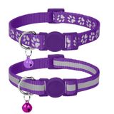 Taglory Yansıtıcı kedi tasması, güvenlik kilitli ve çanlı, 2 adet ayarlanabilir boyun bandı, kedi yavruları, 19 – 32 cm lila