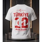 Tagon Türkiye 12 Numara Taraftar Tişörtü – %100 Pamuk Beyaz Milli Takım Tişörtü - S