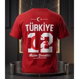 Tagon Türkiye 12 Numara Taraftar Tişörtü – %100 Pamuk Kırmızı Milli Takım Tişörtü - 3XL