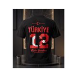 Tagon Türkiye 12 Numara Taraftar Tişörtü – %100 Pamuk Siyah Milli Takım Tişört