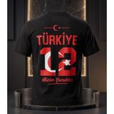 Tagon Türkiye 12 Numara Taraftar Tişörtü – %100 Pamuk Siyah Milli Takım Tişörtü - 3XL