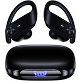 TAGRY 80 saat kablosuz Bluetooth kulaklık, IPX7 oynatma süresi, su geçirmez dijital ekran, kulak kancası ile spor kulaklık, mikrofon,
