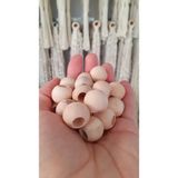 Taha Hamak 50 Adet 14MM Ham Ahşap Boncuk - Krem