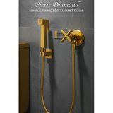 Taharet Takımı Pirinç Malzeme Wc Taharet Matik Ve Ara Musluğu Gold / Altın Renk