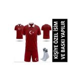 tahaspor Özel İsim Yazılır Türkiye Çocuk forması Takımı y04 Yakalı Özel Tasarım Kırmızı Beyaz çorap hediyeli