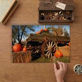 Tahta Tekerlekl Araba Balkabakları - Dekor Tasarımı 240 Parça Ahşap Puzzle Ahşap Kutuda MP01806