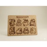 Tahtagurusu Isme Özel Ham Mdf Ahşap Puzzle (Bul-Tak) - Eğitici Taşıtlar ve Araçlar Yapboz - Montessori Oyuncak (6 Renk Boya + Fırça Hediyeli)