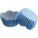 Tahtakale Toptancı Cupcake Kalıbı Pet Kapsül Dalgalı Kek Kalıbı 65 x 38 mm x 100 Adet - Mavi Küçük Puanlı - Beyaz - Mavi
