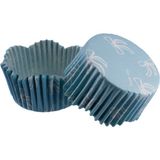 Tahtakale Toptancı Cupcake Kalıbı Pet Kapsül Dalgalı Kek Kalıbı 65X38 mm (100 Adet) Fiyonklu Mavi