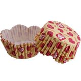 Tahtakale Toptancı Cupcake Kalıbı Pet Kapsül Dalgalı Sarıya Kırmızı Kalpli Yazılı Kek Kalıbı 65X38 mm (100 Adet)
