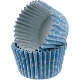 Tahtakale Toptancı Cupcake Kalıbı Pet Kapsül Kek Kalıbı 48 x 34 mm x 100 Adet - Kar Desenli Mavi - Beyaz - Mavi