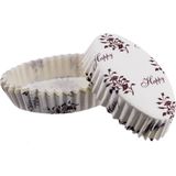 Tahtakale Toptancı Cupcake Kalıbı Pet Kapsül Oval Sarmaşık Desenli Kek Kalıbı (100 Adet) F11 - Renkli