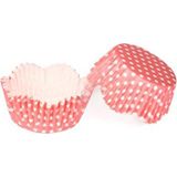 Tahtakale Toptancı Kek Kalıbı Pet Kapsül 65 x 38 mm Kağıt Cupcake Kağıdı x 100 Adet - Puantiyeli Pembe