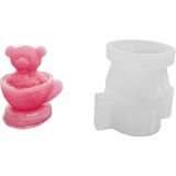Tahtakale Toptancı Silikon 3D Fincan Içine Oturmuş Kalpli Ayıcık Mum Kalıbı - Standart