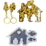 Tahtakale Toptancı Silikon Epoksi Kalıp Ev Anahtarlık Kalıbı Çift Özel Duvar Için Anahtarlık Kalıbı 11.5x9.6 cm - Renkli
