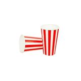 Tahtakale Toptancıları Karton Bardak 12 Oz Kırmızı Beyaz Çizgi Desenli (50 Adet)