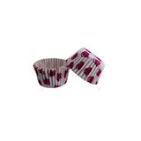 Tahtakale Toptancıları Kek Kalıbı Pet Kapsül 52x45 Mm Kağıt Cupcake Kağıdı (100 Adet) Beyaza Fuşya Kalpli