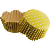 Tahtakale Toptancısı Cupcake Kalıbı Pet Kapsül Dalgalı Kek Kalıbı 65X38 mm (100 Adet) Puantiyeli Sarı